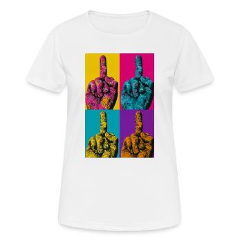 Doigt de main Pop Art à quatre couleurs - T-shirt respirant Femme - blanc - Devant - AI Model Female 172 dark (172cm)