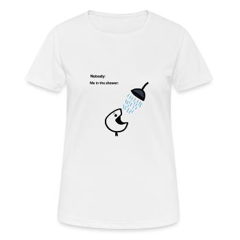 Introvert Shower Humor Alone Time - Women's Breathable T-Shirt - white - Front - AI Model Female 172 dark (172cm)