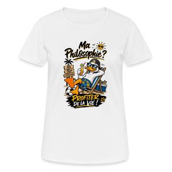 Ma Philosophie: Profiter de la Vie - T-shirt respirant Femme - blanc - Devant - AI Model Female 172 dark (172cm)