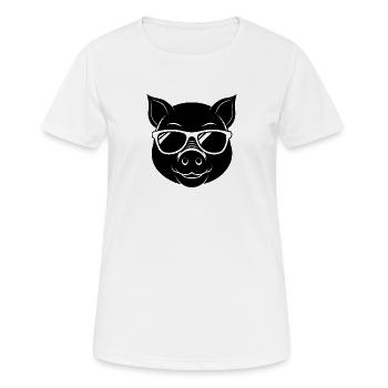 Pig in Sunglasses - Women's Breathable T-Shirt - white - Front - AI Model Female 172 dark (172cm)