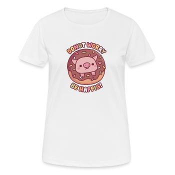 Cute Pig In Doughnut Donut Worry Be Happig - Women's Breathable T-Shirt - white - Front - AI Model Female 172 dark (172cm)