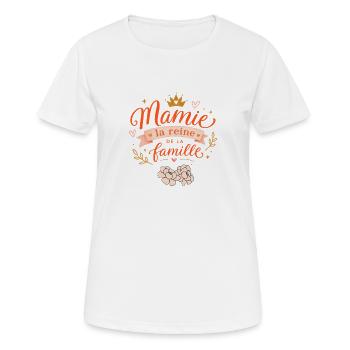 Mamie La Reine De La Famille - Cadeau Mamie - T-shirt respirant Femme - blanc - Devant - AI Model Female 172 dark (172cm)