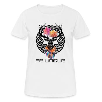 Kaléidoscope à esprit tropical de l’hibiscus - T-shirt respirant Femme - blanc - Devant - AI Model Female 172 dark (172cm)
