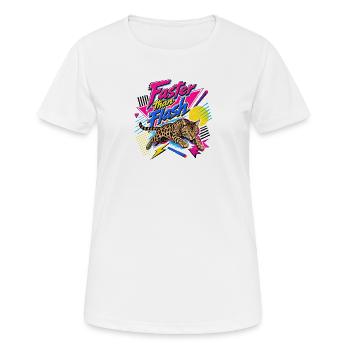 Retro 90s Bengal Cat Sprint - Women's Breathable T-Shirt - white - Front - AI Model Female 172 dark (172cm)