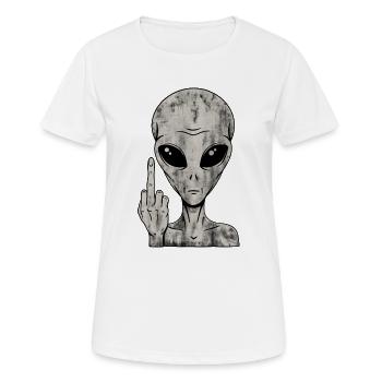 Extraterrestre va te faire foutre – Doigt d’honneur - T-shirt respirant Femme - blanc - Devant - AI Model Female 172 dark (172cm)