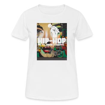 Hip Hop Graffiti Portrait with Bicycle - Women's Breathable T-Shirt - white - Front - AI Model Female 172 dark (172cm)