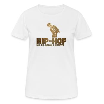 Golden Glitter Hip Hop Mic Fist - Women's Breathable T-Shirt - white - Front - AI Model Female 172 dark (172cm)
