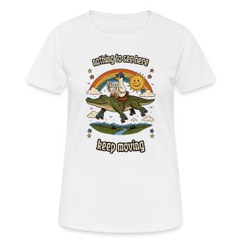 Rien à voir ici : Alligator Roller Ride - T-shirt respirant Femme - blanc - Devant - AI Model Female 172 dark (172cm)