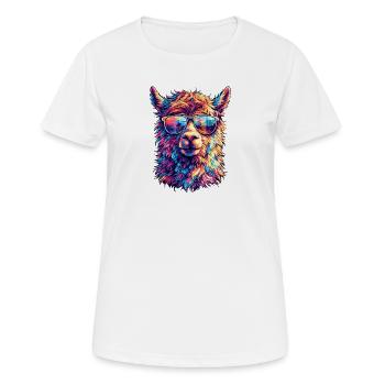 Llama in neon sunglasses - Women's Breathable T-Shirt - white - Front - AI Model Female 172 dark (172cm)