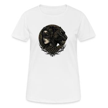 Lady Figurehead and Animal in Celtic Knot - Women's Breathable T-Shirt - white - Front - AI Model Female 172 dark (172cm)