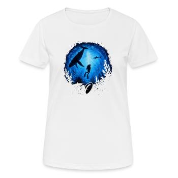 The Ocean Is Calling Deep Sea Diver Whale Shark - Women's Breathable T-Shirt - white - Front - AI Model Female 172 dark (172cm)