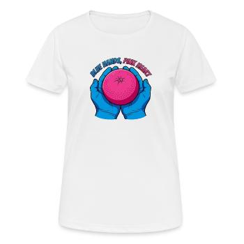 Mains bleues et fruits roses – Pop Art - T-shirt respirant Femme - blanc - Devant - AI Model Female 172 dark (172cm)
