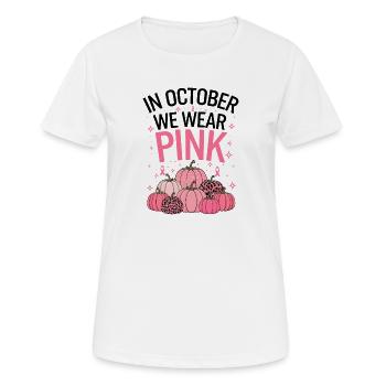 October Cancer Support Pumpkin - Women's Breathable T-Shirt - white - Front - AI Model Female 172 dark (172cm)