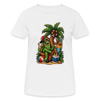 Cactus & Palmier : Fête de surfeurs d’été - T-shirt respirant Femme - blanc - Devant - AI Model Female 172 dark (172cm)