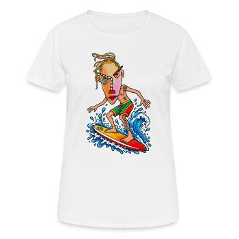 Surfer Cartoon Wave Hero - Women's Breathable T-Shirt - white - Front - AI Model Female 172 dark (172cm)