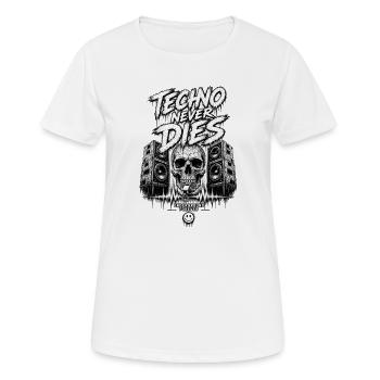 Techno ne meurt jamais Crâne et enceintes - T-shirt respirant Femme - blanc - Devant - AI Model Female 172 dark (172cm)