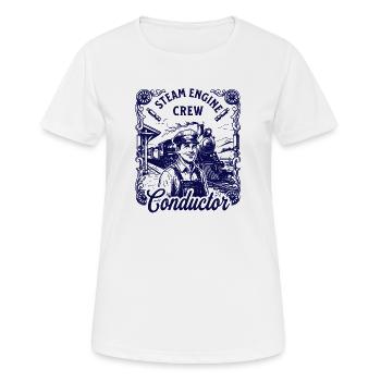Nostalgia Steam Locomotive Motif - Women's Breathable T-Shirt - white - Front - AI Model Female 172 dark (172cm)