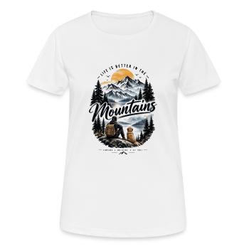 Life Is Better in the Mountains – Outdoor Adventur - Women's Breathable T-Shirt - white - Front - AI Model Female 172 dark (172cm)