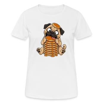 Carlin avec des pancakes Dessin animé drôle - T-shirt respirant Femme - blanc - Devant - AI Model Female 172 dark (172cm)