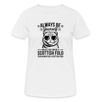 Scottish Folding Cat Scottish Fold Gift - Women's Breathable T-Shirt - white - Front - AI Model Female 172 dark (172cm)