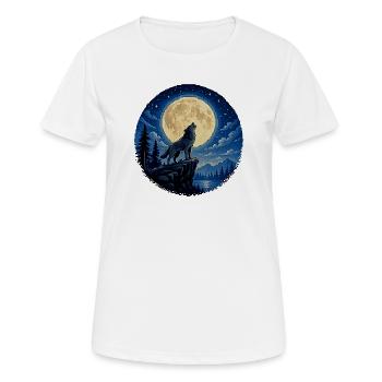 Loup au clair de lune sur la falaise - T-shirt respirant Femme - blanc - Devant - AI Model Female 172 dark (172cm)