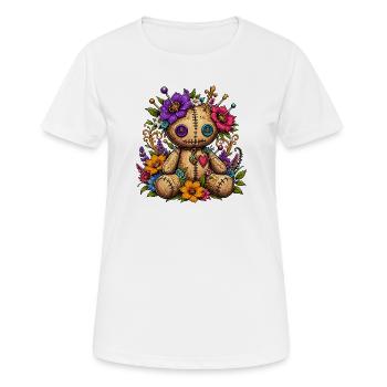 Flower voodoo doll with sewing stitches - Women's Breathable T-Shirt - white - Front - AI Model Female 172 dark (172cm)
