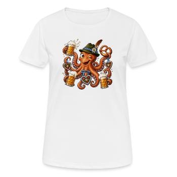 Octopus with beer, pretzel and gingerbread hearts - Women's Breathable T-Shirt - white - Front - AI Model Female 172 dark (172cm)