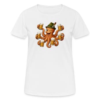 Un poulpe drôle avec des chopes de bière - T-shirt respirant Femme - blanc - Devant - AI Model Female 172 dark (172cm)