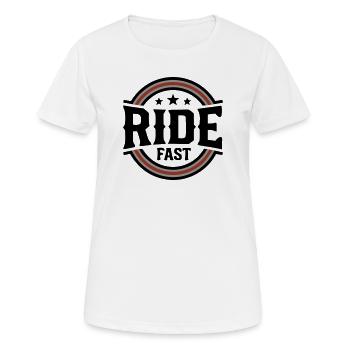 Ride Fast Badge Logo - Women's Breathable T-Shirt - white - Front - AI Model Female 172 dark (172cm)