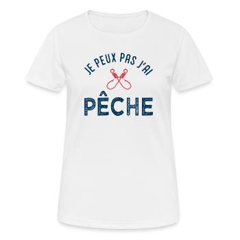 Je peux pas j'ai pêche – T-shirt pêcheur humour - T-shirt respirant Femme - blanc - Devant - AI Model Female 172 dark (172cm)