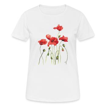 red poppies - Women's Breathable T-Shirt - white - Front - AI Model Female 172 dark (172cm)