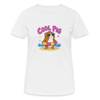 Cool Cobaye Lunettes d’Été - T-shirt respirant Femme - blanc - Devant - AI Model Female 172 dark (172cm)
