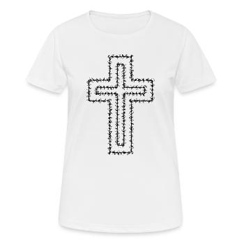 Christian Cross - T-shirt respirant Femme - blanc - Devant - AI Model Female 172 dark (172cm)