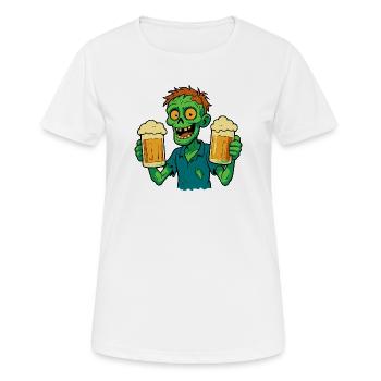 Zombie heureux avec de la bière - T-shirt respirant Femme - blanc - Devant - AI Model Female 172 dark (172cm)