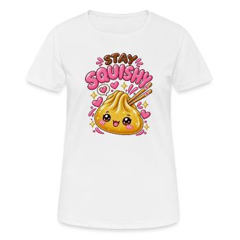Reste mou ! – Raviolis Kawaii dorés - T-shirt respirant Femme - blanc - Devant - AI Model Female 172 dark (172cm)