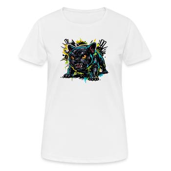 Aggressive French Bulldog Graffiti Motif - Women's Breathable T-Shirt - white - Front - AI Model Female 172 dark (172cm)