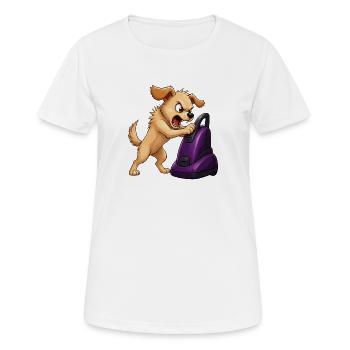 Angry Dog Vacuum Cleaner Showdown - Women's Breathable T-Shirt - white - Front - AI Model Female 172 dark (172cm)