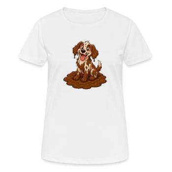 Happy Muddy Dog Puddle Champion - Women's Breathable T-Shirt - white - Front - AI Model Female 172 dark (172cm)