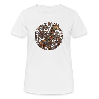 Girafe ornementale à motif floral - T-shirt respirant Femme - blanc - Devant - AI Model Female 172 dark (172cm)