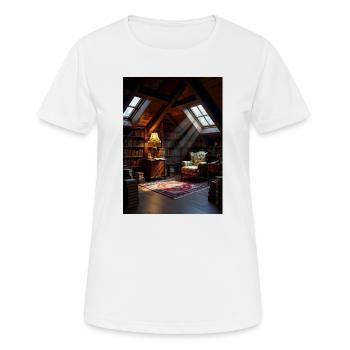 Dachboden-Leseoase im Warmlicht - Women's Breathable T-Shirt - white - Front - AI Model Female 172 dark (172cm)