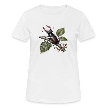 Lucane cerf volant sur branche  - T-shirt respirant Femme - blanc - Devant - AI Model Female 172 dark (172cm)