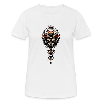 Demonic Eye Mask with Three Faces - Women's Breathable T-Shirt - white - Front - AI Model Female 172 dark (172cm)