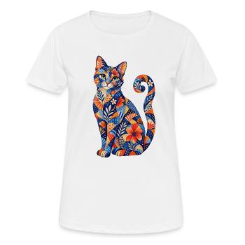 Motif floral patchwork pour chats - T-shirt respirant Femme - blanc - Devant - AI Model Female 172 dark (172cm)
