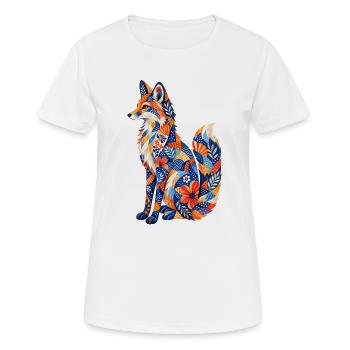 Patchwork Fox Floral Pattern - Women's Breathable T-Shirt - white - Front - AI Model Female 172 dark (172cm)