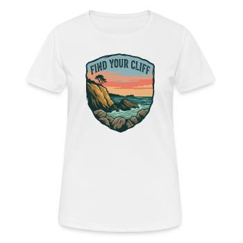 Patch motivant vintage de falaise et océan - T-shirt respirant Femme - blanc - Devant - AI Model Female 172 dark (172cm)