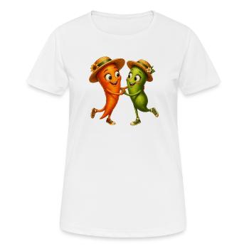 Dancing carrot and bean - Women's Breathable T-Shirt - white - Front - AI Model Female 172 dark (172cm)