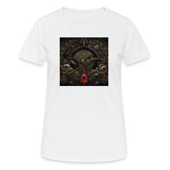 Baleine mécanique avec gemme rouge - T-shirt respirant Femme - blanc - Devant - AI Model Female 172 dark (172cm)