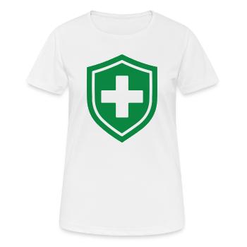 Bouclier de premiers secours Symptôme médical d’urgence médicale - T-shirt respirant Femme - blanc - Devant - AI Model Female 172 dark (172cm)