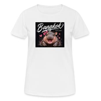 Bangkok Hippo with Bow - Women's Breathable T-Shirt - white - Front - AI Model Female 172 dark (172cm)