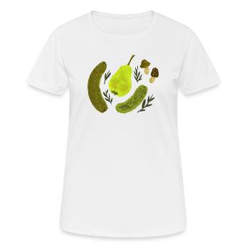 Garden Fruits Still Life Collage - Women's Breathable T-Shirt - white - Front - AI Model Female 172 dark (172cm)